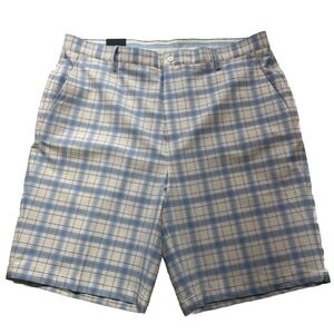 NWT FootJoy Performance Golf Men Short Sz Stretch Plaid Blue White